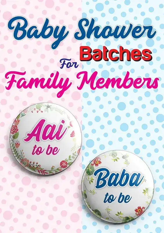 Happy Mom Baby Shower Button Batches with Names